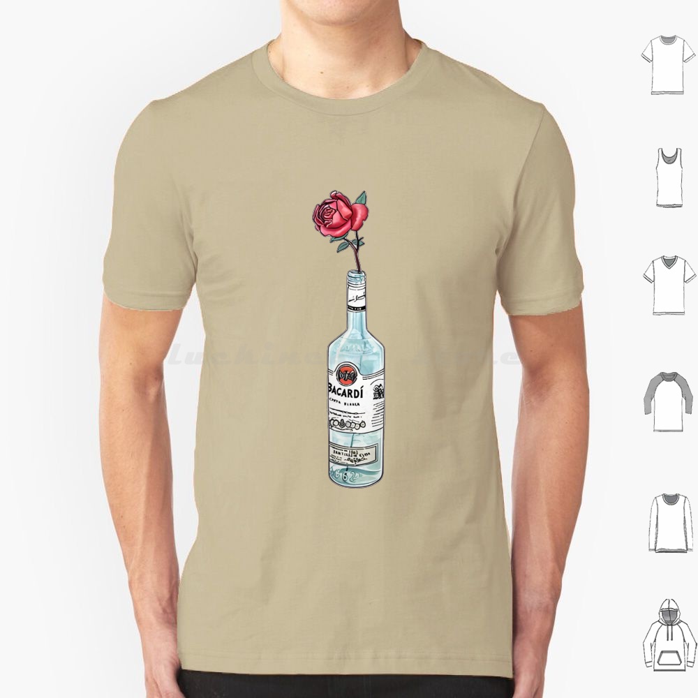 Beer Wine Gin - 럼 바카디 플라워 아트워크 티셔츠 6XL
