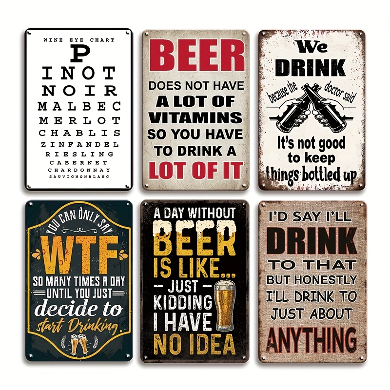 Beer And Wine Quote - 2026 메탈 틴 사인 재미있는 맥주