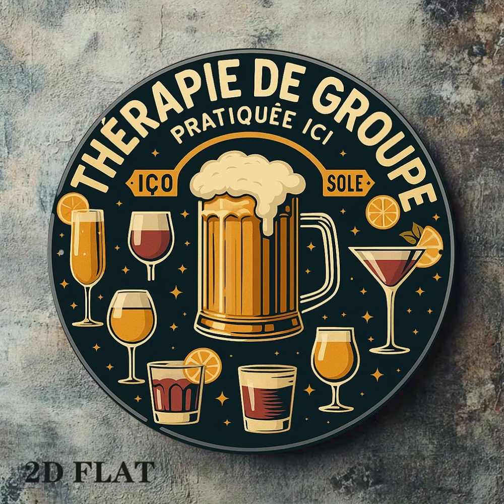 2D 평면 라운드 빈티지 금속 틴 사인 프랑스어 명언  - Beer And Wine Quote 리뷰 및 가격
