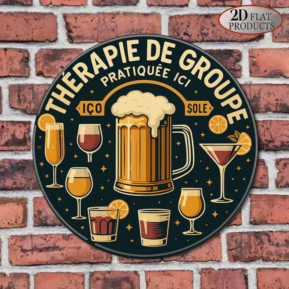 2D 평면 라운드 빈티지 금속 틴 사인 프랑스어 명언  - Beer And Wine Quote 리뷰 및 가격