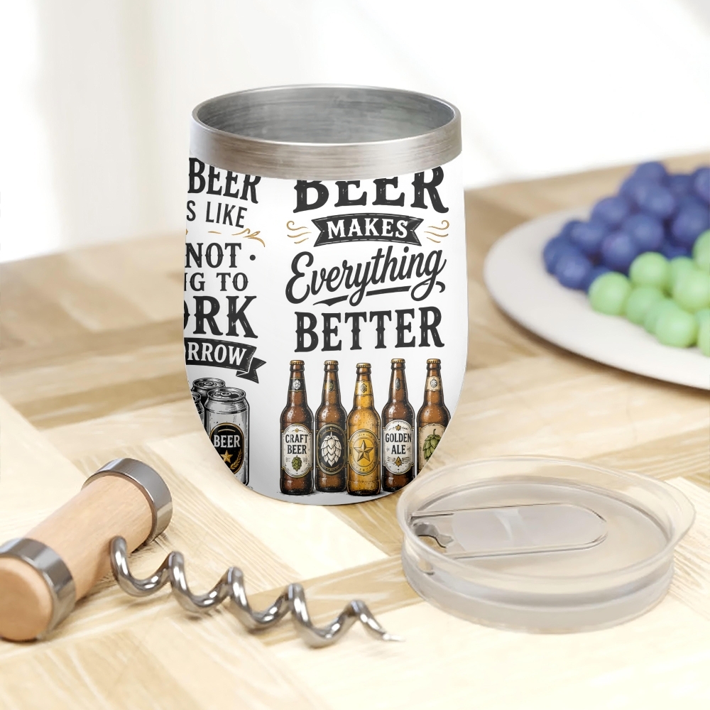 재미있는 맥주 명언 진공 보온병 12온스 보온 와인 텀 - Beer And Wine Quote 리뷰 및 가격