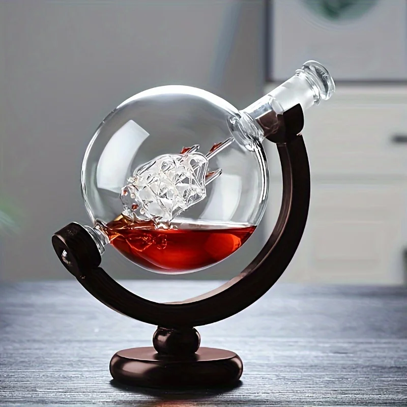 지구본 모양 위스키 디캔터 보로실리케이트 유리와 나무  - Whiskey Stone Set 리뷰 및 가격