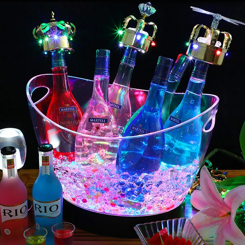 투명 LED 발광 아이스 큐브 보관 버킷, 배럴 모양, - Beer Wine Up 리뷰 및 가격