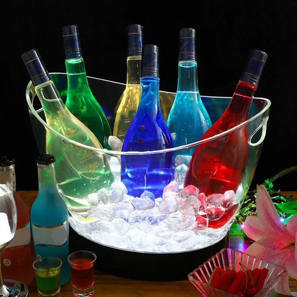 투명 LED 발광 아이스 큐브 보관 버킷, 배럴 모양, - Beer Wine Up 리뷰 및 가격