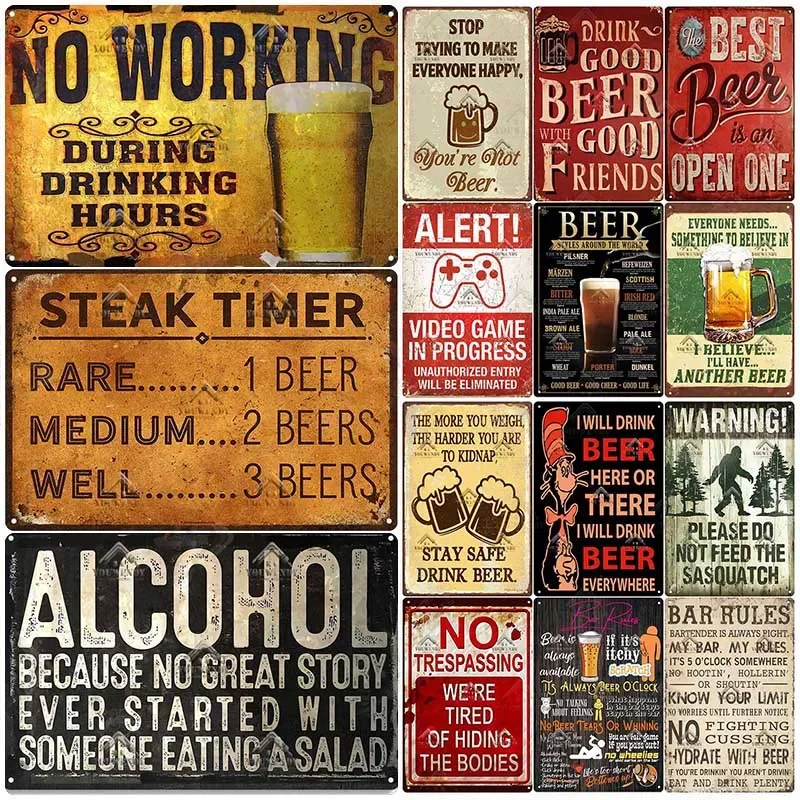 바 펍 사인 장식 재미있는 문구 맥주 건배 메탈 틴 사 - Beer And Wine Quote 리뷰 및 가격