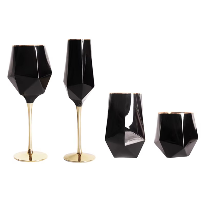 순수 블랙 크리스탈 골든 에지 와인 잔, 럭셔리 불규칙 - Wine Beer Champagne 리뷰 및 가격